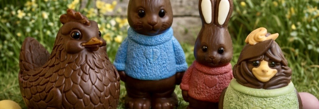 Comptoir de Mathilde_Ostern 2026_Schokoladentiere_Gesamt im grünen