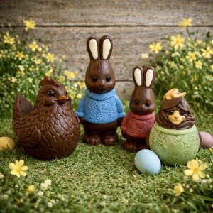 Comptoir de Mathilde_Ostern 2026_Schokoladentiere_Gesamt im grünen